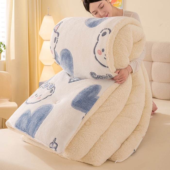 91家纺网 家纺一手货源 找家纺 （总）品乐家纺 2025新款雪花绒羊羔绒AB版冬被