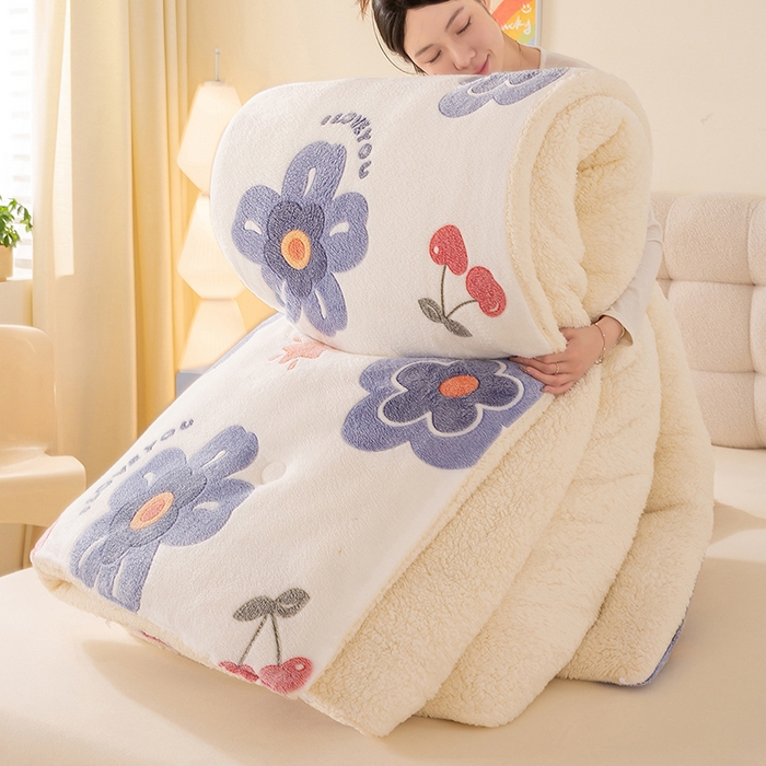 91家纺网 家纺一手货源 找家纺 （总）品乐家纺 2025新款雪花绒羊羔绒AB版冬被