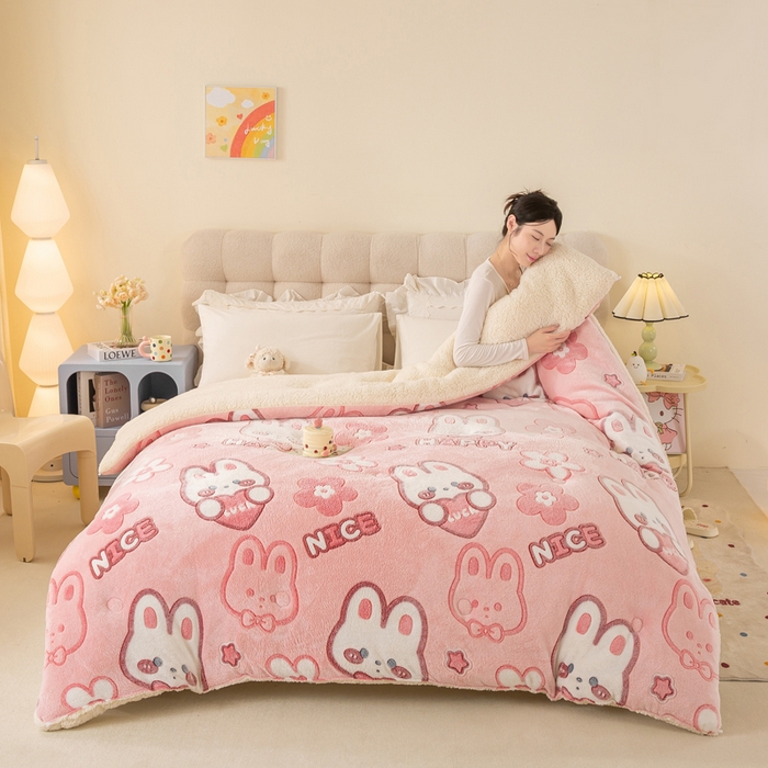 91家纺网 家纺一手货源 找家纺 （总）品乐家纺 2025新款雪花绒羊羔绒AB版冬被