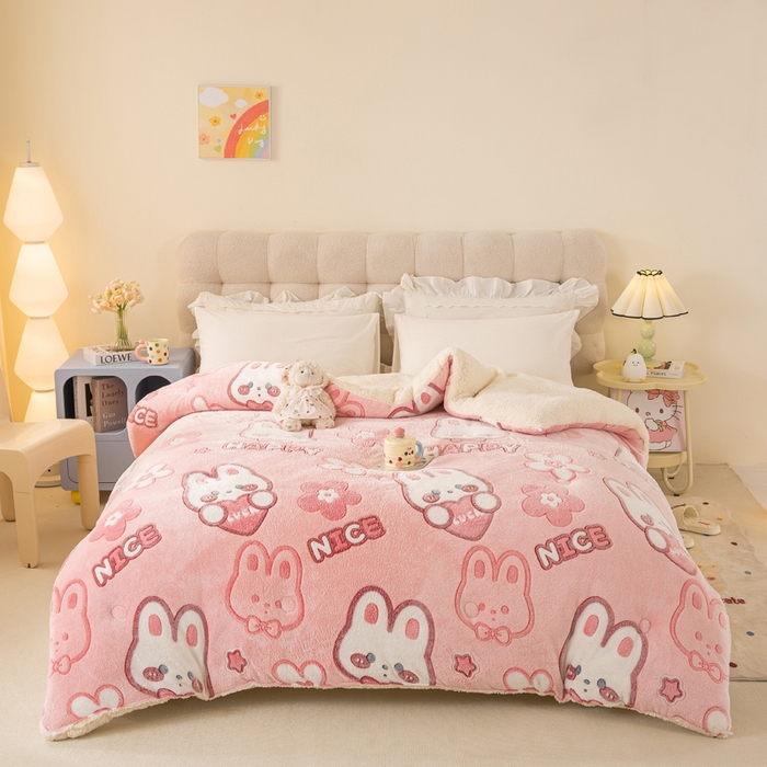 91家纺网 家纺一手货源 找家纺 （总）品乐家纺 2025新款雪花绒羊羔绒AB版冬被