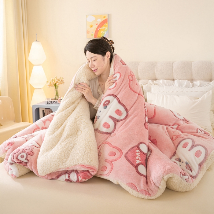 91家纺网 家纺一手货源 找家纺 （总）品乐家纺 2025新款雪花绒羊羔绒AB版冬被