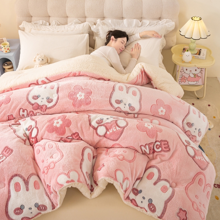 91家纺网 家纺一手货源 找家纺 （总）品乐家纺 2025新款雪花绒羊羔绒AB版冬被