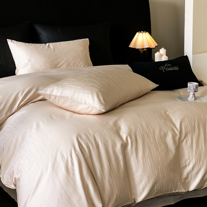 91家纺网 家纺一手货源 找家纺 立奥被业 2025新款60支全棉贡缎提花四件套 渐渐