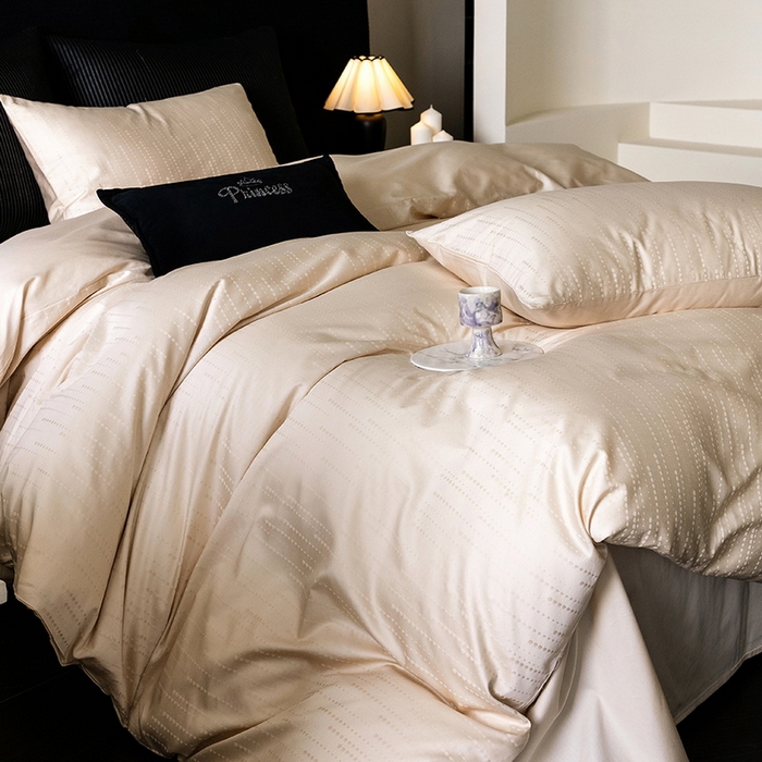 91家纺网 家纺一手货源 找家纺 立奥被业 2025新款60支全棉贡缎提花四件套 渐渐