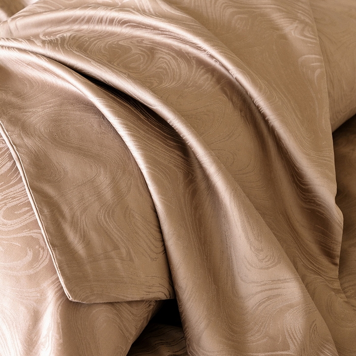 91家纺网 家纺一手货源 找家纺 立奥被业 2025新款60支全棉贡缎提花四件套 迷蒙咖