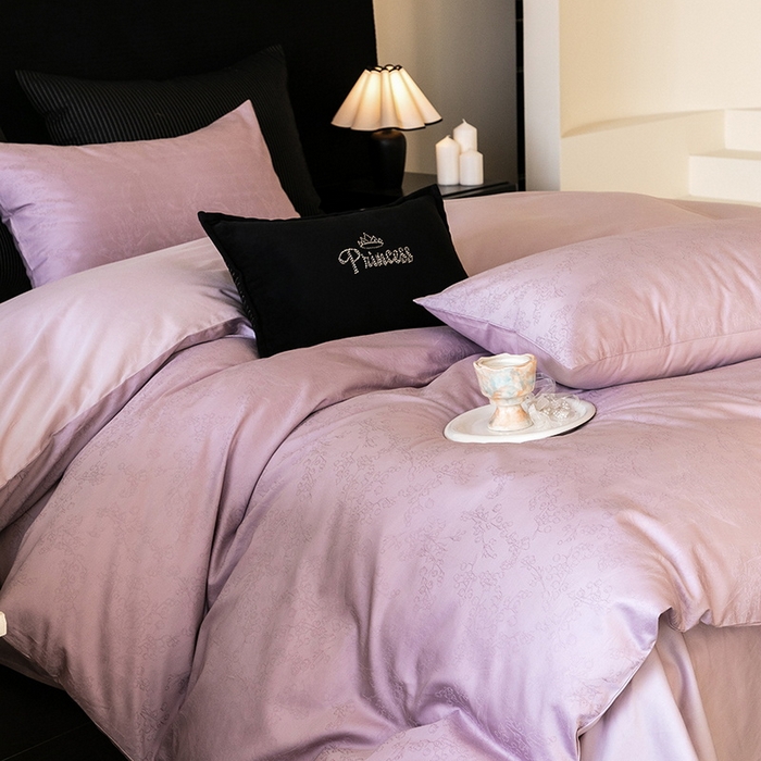 91家纺网 家纺一手货源 找家纺 立奥被业 2025新款60支全棉贡缎提花四件套 悠悠花语