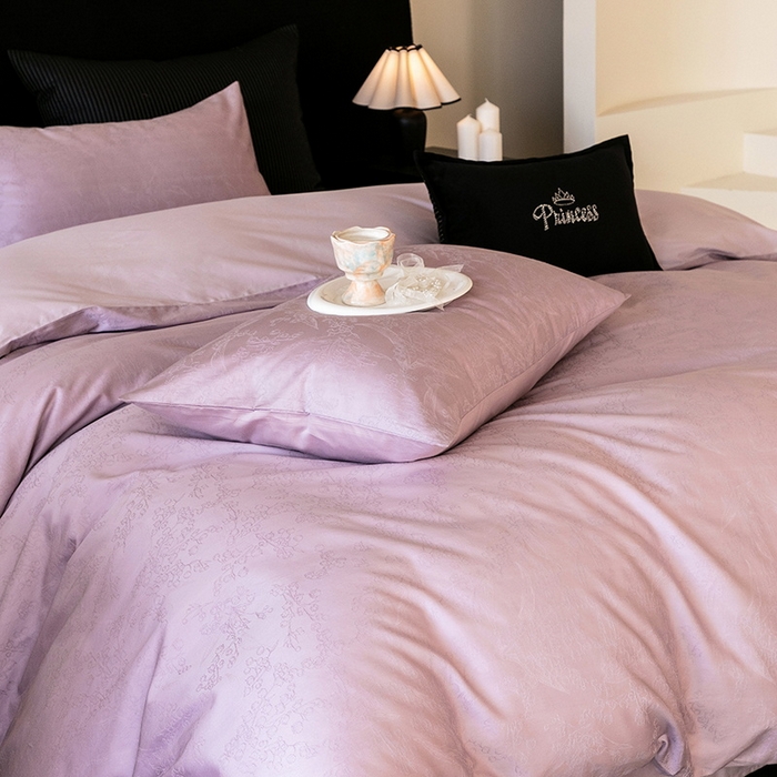 91家纺网 家纺一手货源 找家纺 立奥被业 2025新款60支全棉贡缎提花四件套 悠悠花语