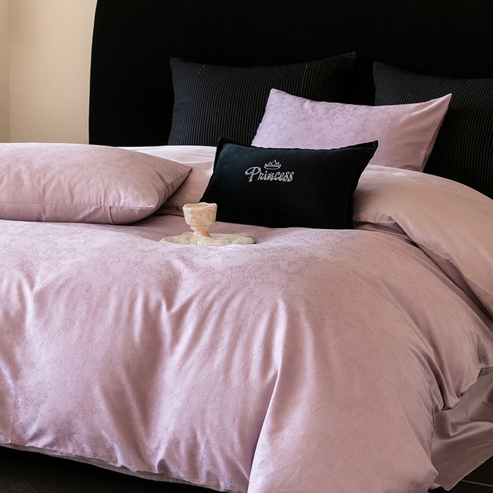 91家纺网 家纺一手货源 找家纺 立奥被业 2025新款60支全棉贡缎提花四件套 悠悠花语