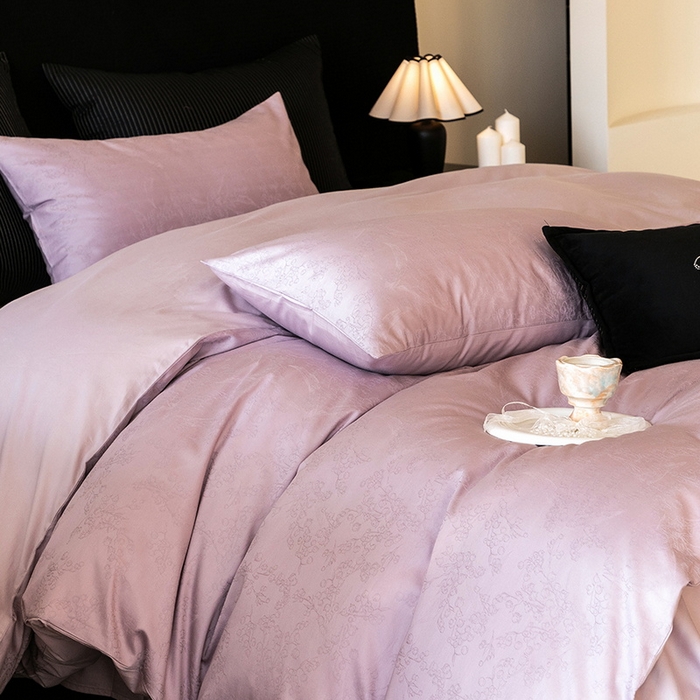 91家纺网 家纺一手货源 找家纺 立奥被业 2025新款60支全棉贡缎提花四件套 悠悠花语