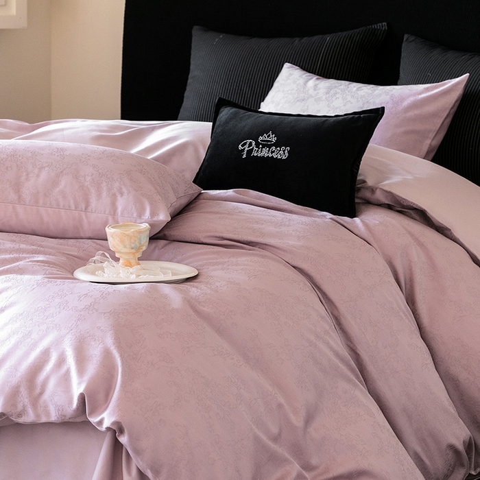 91家纺网 家纺一手货源 找家纺 立奥被业 2025新款60支全棉贡缎提花四件套 悠悠花语