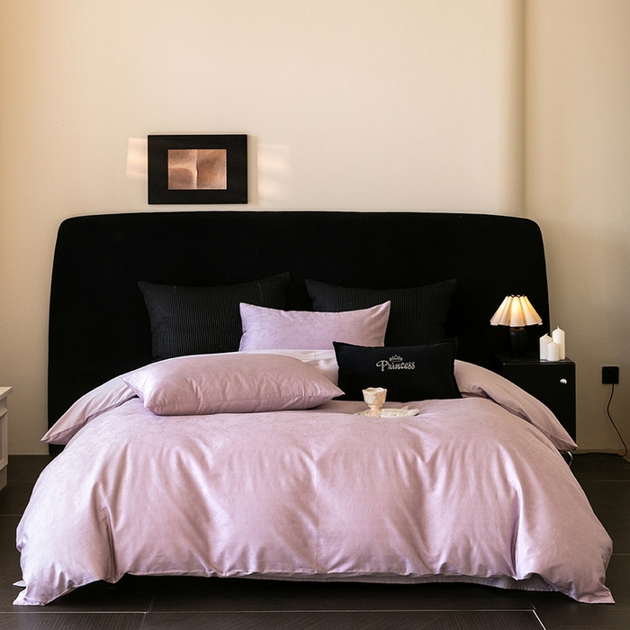 91家纺网 家纺一手货源 找家纺 立奥被业 2025新款60支全棉贡缎提花四件套 悠悠花语