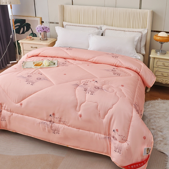 91家纺网 家纺一手货源 找家纺 香港拉菲伯爵集团有限公司 2025新款羊毛被芯 国风粉羊