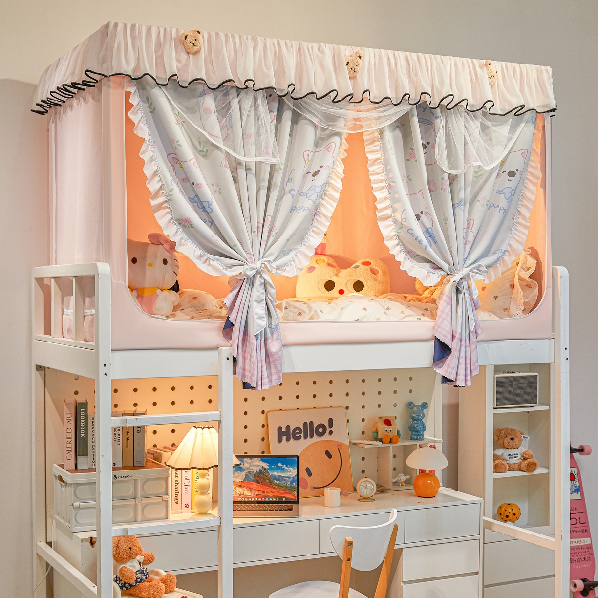 91家纺网 家纺一手货源 找家纺 卓尔居 2025新款学生遮光床帘高精密晨曦系列蚊帐晨曦粉-西高地