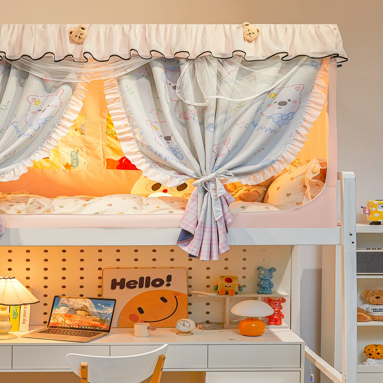 91家纺网 家纺一手货源 找家纺 卓尔居 2025新款学生遮光床帘高精密晨曦系列蚊帐晨曦粉-西高地