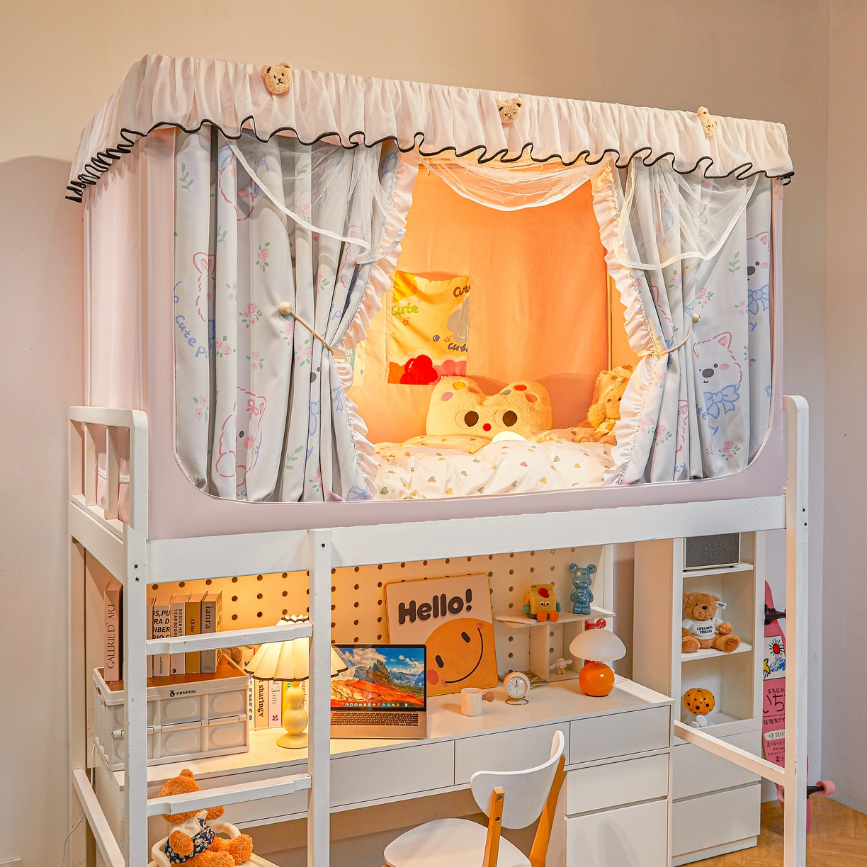 91家纺网 家纺一手货源 找家纺 卓尔居 2025新款学生遮光床帘高精密晨曦系列蚊帐晨曦粉-西高地