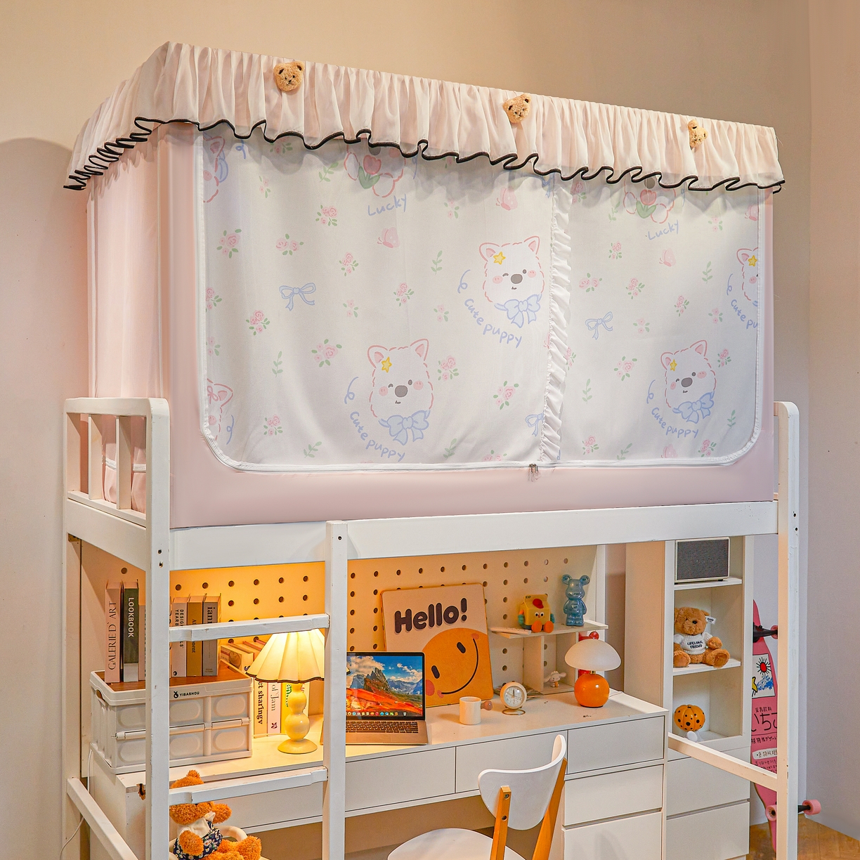 91家纺网 家纺一手货源 找家纺 卓尔居 2025新款学生遮光床帘高精密晨曦系列蚊帐晨曦粉-西高地