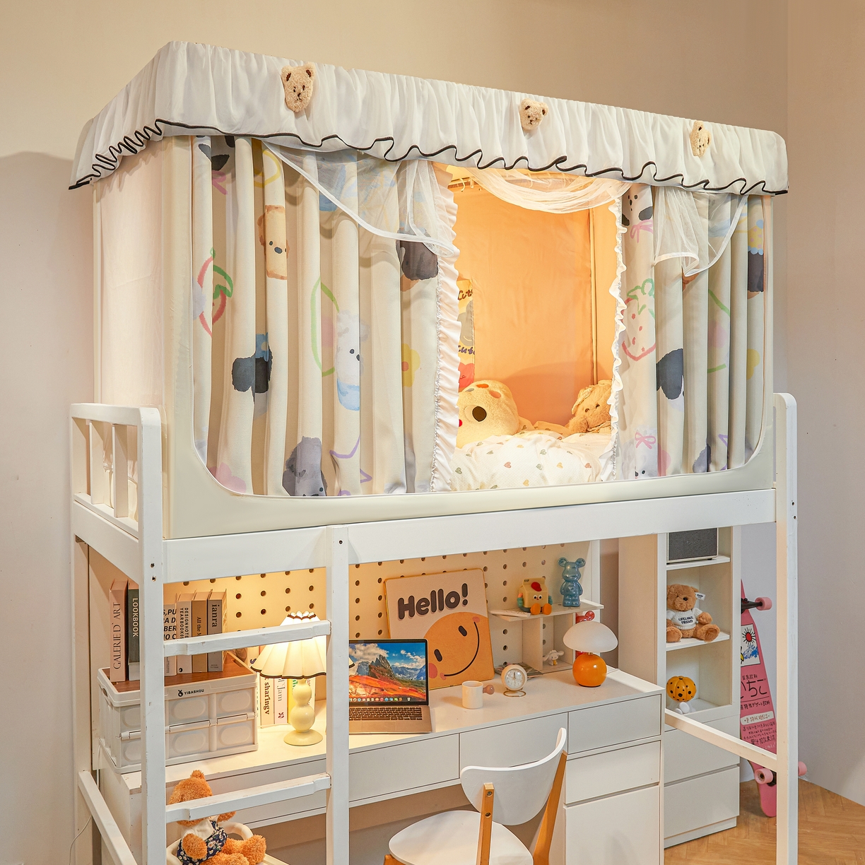 91家纺网 家纺一手货源 找家纺 卓尔居 2025新款学生遮光床帘高精密晨曦系列蚊帐晨曦黄-小狗头