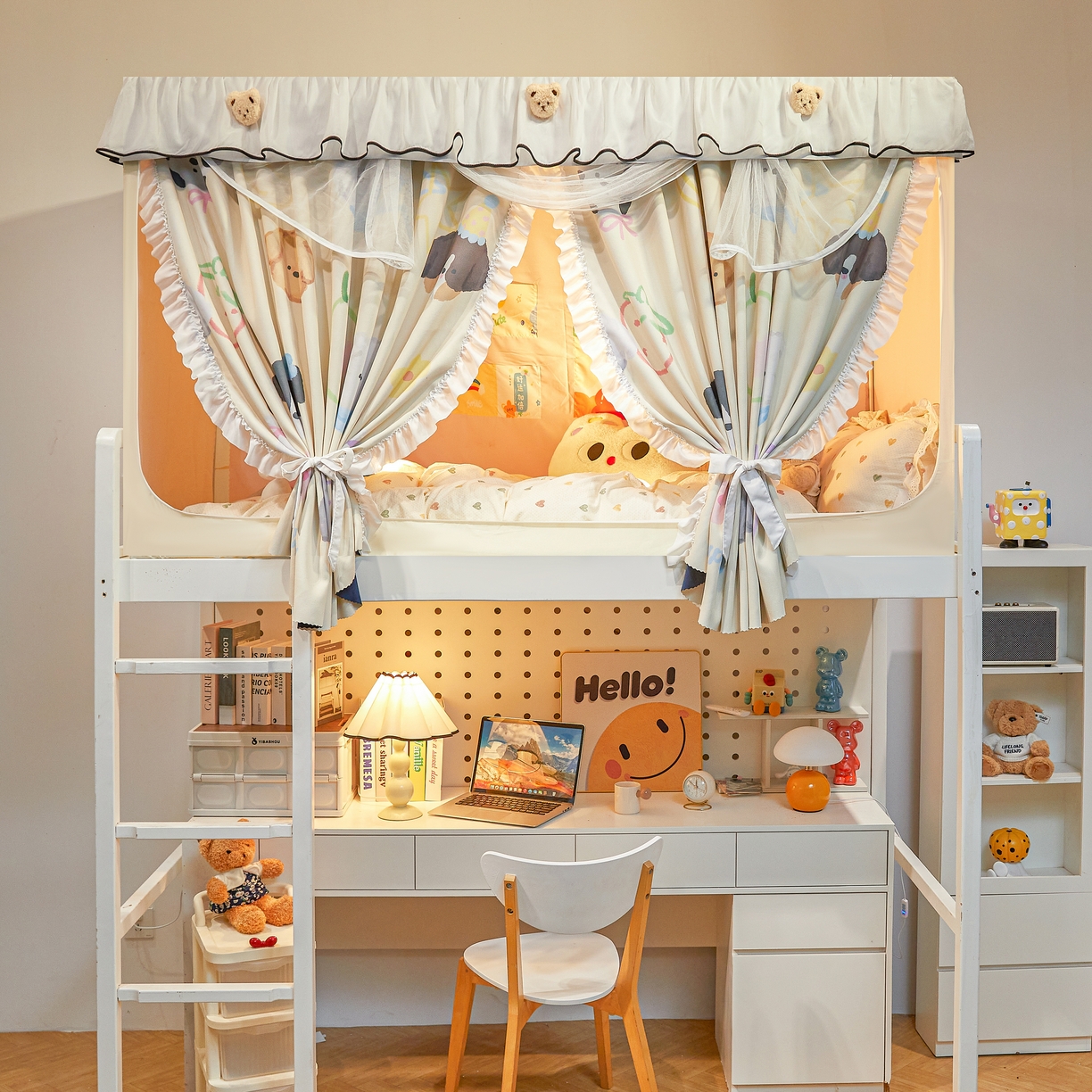 91家纺网 家纺一手货源 找家纺 卓尔居 2025新款学生遮光床帘高精密晨曦系列蚊帐晨曦黄-小狗头