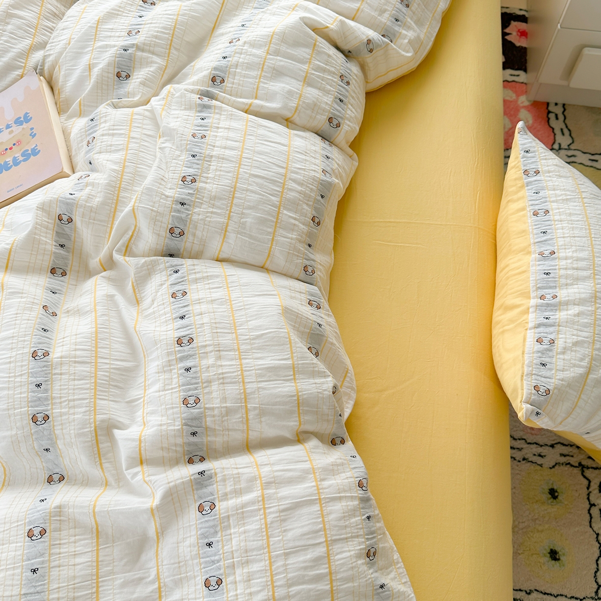 91家纺网 家纺一手货源 找家纺 （总）千朵 2025新款全棉纯棉色织提花水洗棉四件套