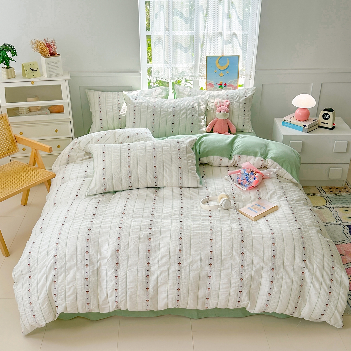 91家纺网 家纺一手货源 找家纺 千朵 2025新款全棉纯棉色织提花水洗棉四件套 灵感菇