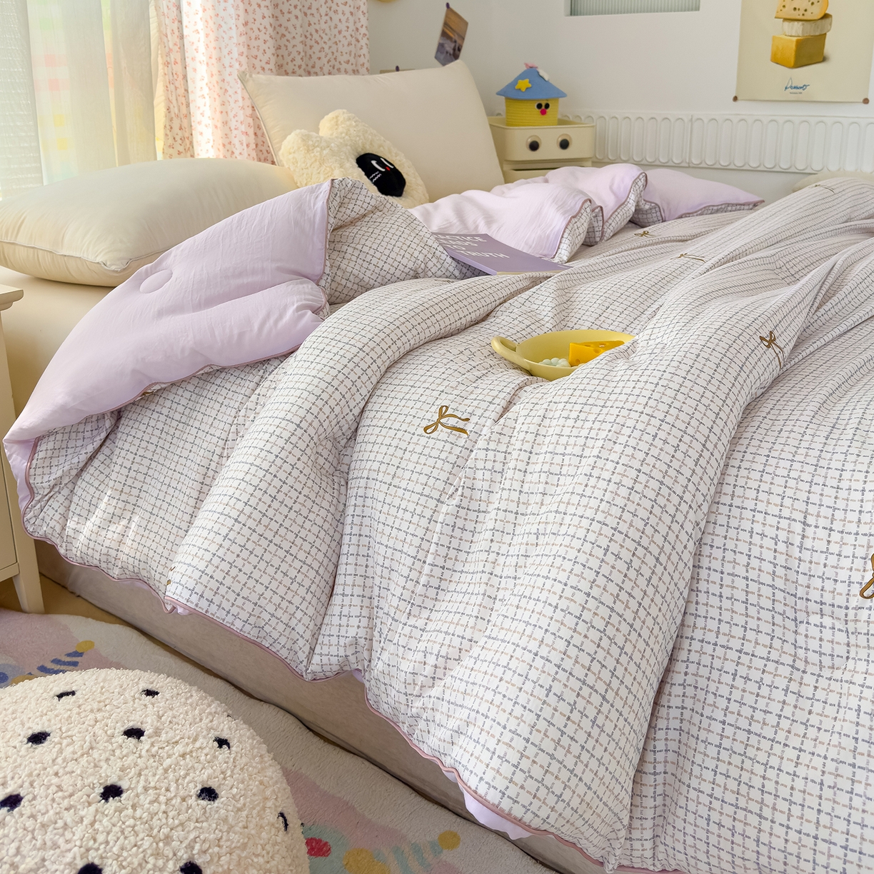 91家纺网 家纺一手货源 找家纺 蓝冰家纺 2025新款亚朵棉印花大豆冬被被子被芯 春日苍蓝