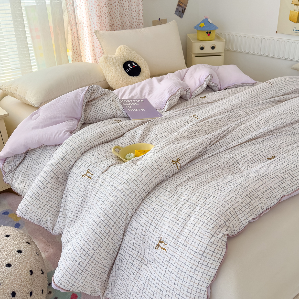 91家纺网 家纺一手货源 找家纺 蓝冰家纺 2025新款亚朵棉印花大豆冬被被子被芯 春日苍蓝