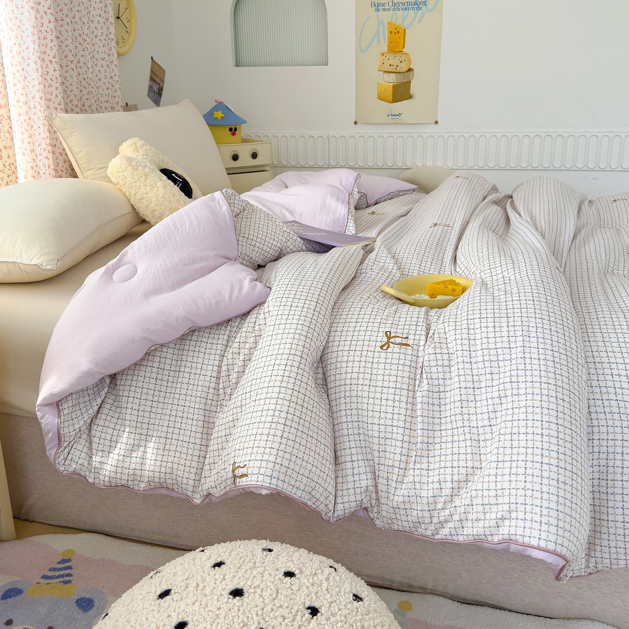 91家纺网 家纺一手货源 找家纺 蓝冰家纺 2025新款亚朵棉印花大豆冬被被子被芯 春日苍蓝