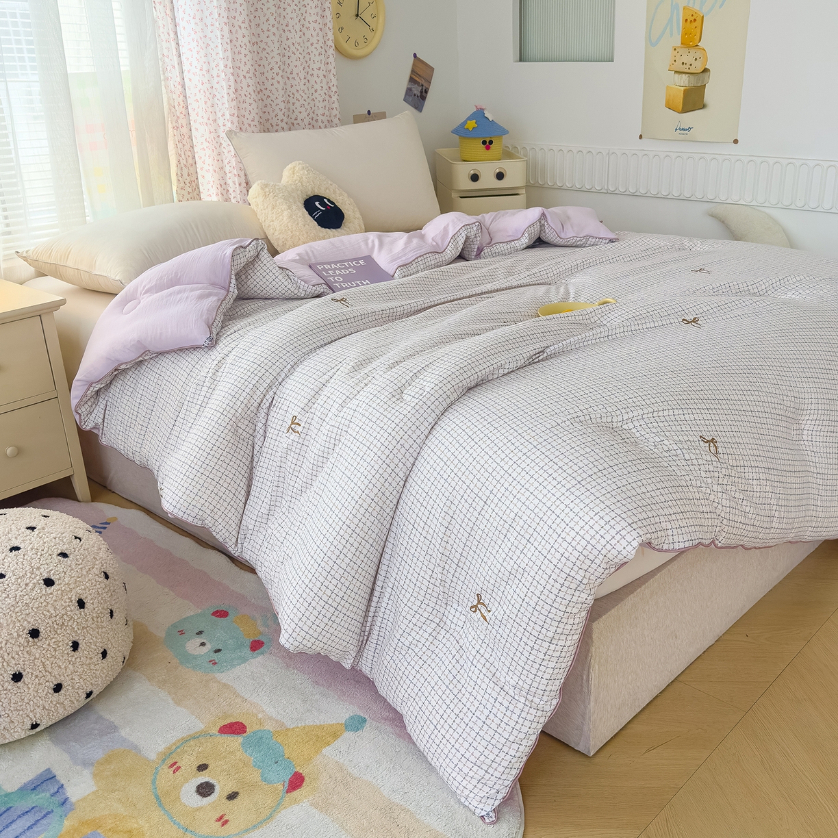 91家纺网 家纺一手货源 找家纺 蓝冰家纺 2025新款亚朵棉印花大豆冬被被子被芯 春日苍蓝