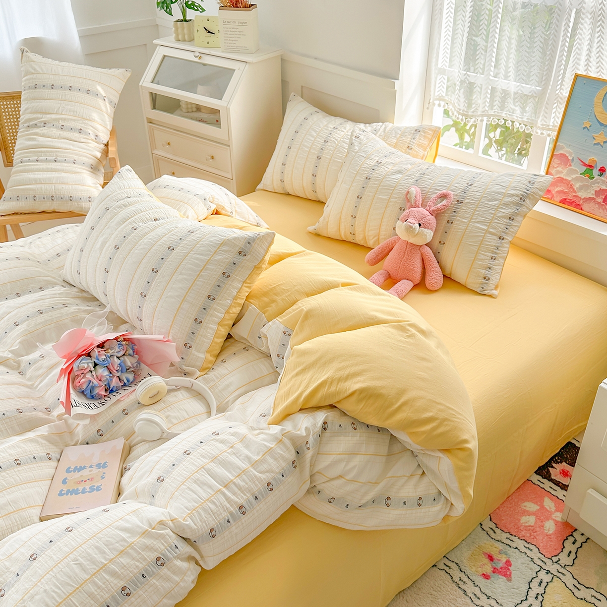 91家纺网 家纺一手货源 找家纺 千朵 2025新款全棉纯棉色织提花水洗棉四件套 杰克