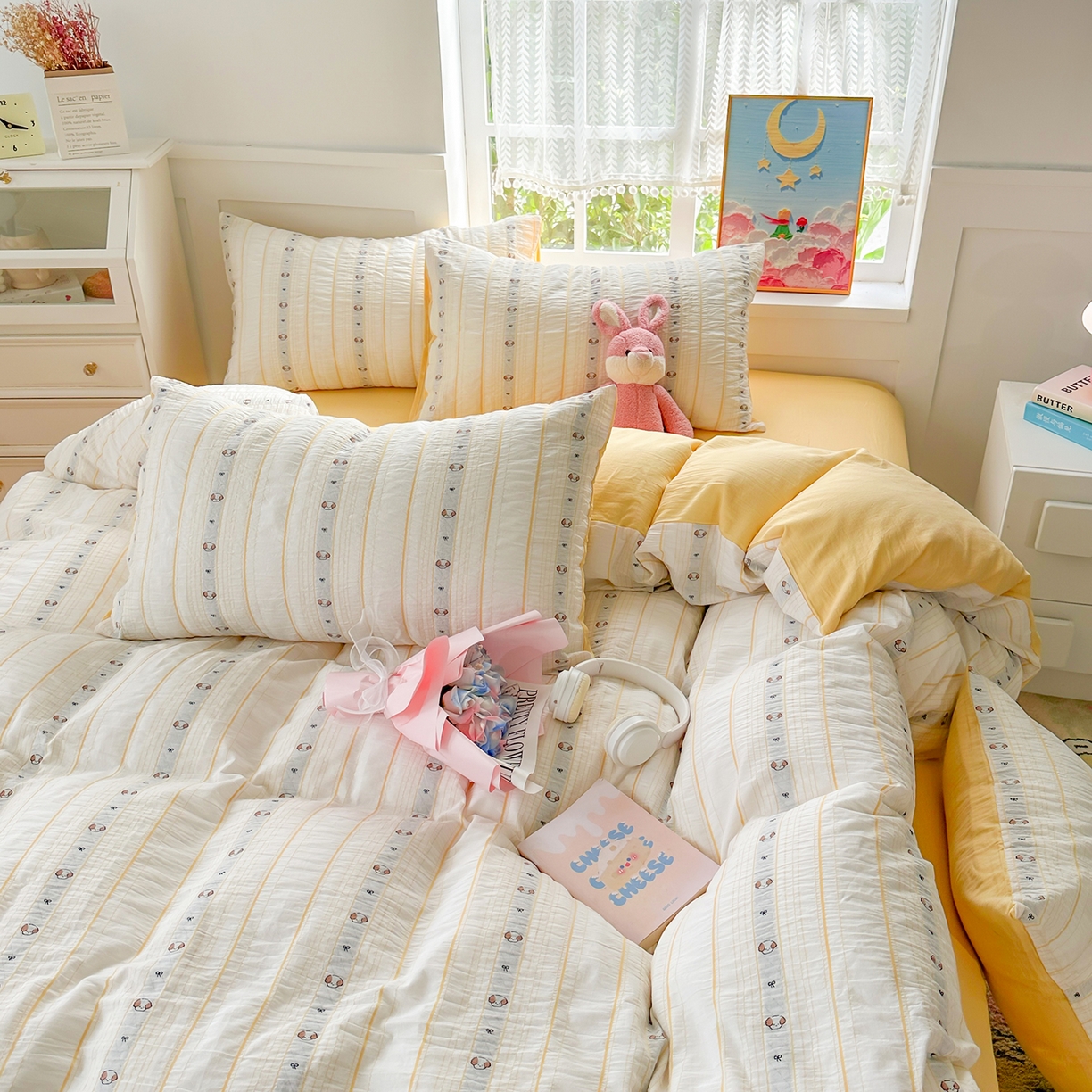 91家纺网 家纺一手货源 找家纺 千朵 2025新款全棉纯棉色织提花水洗棉四件套 杰克