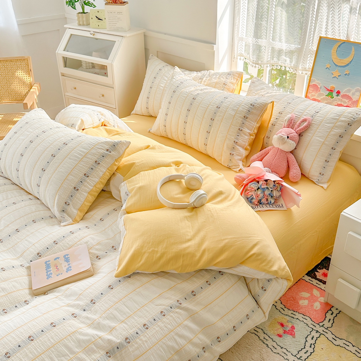 91家纺网 家纺一手货源 找家纺 千朵 2025新款全棉纯棉色织提花水洗棉四件套 杰克