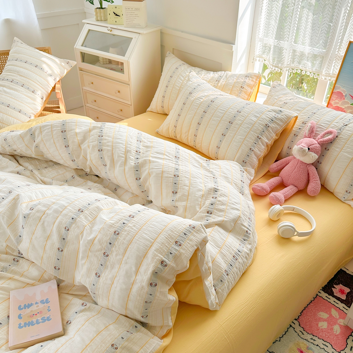 91家纺网 家纺一手货源 找家纺 千朵 2025新款全棉纯棉色织提花水洗棉四件套 杰克