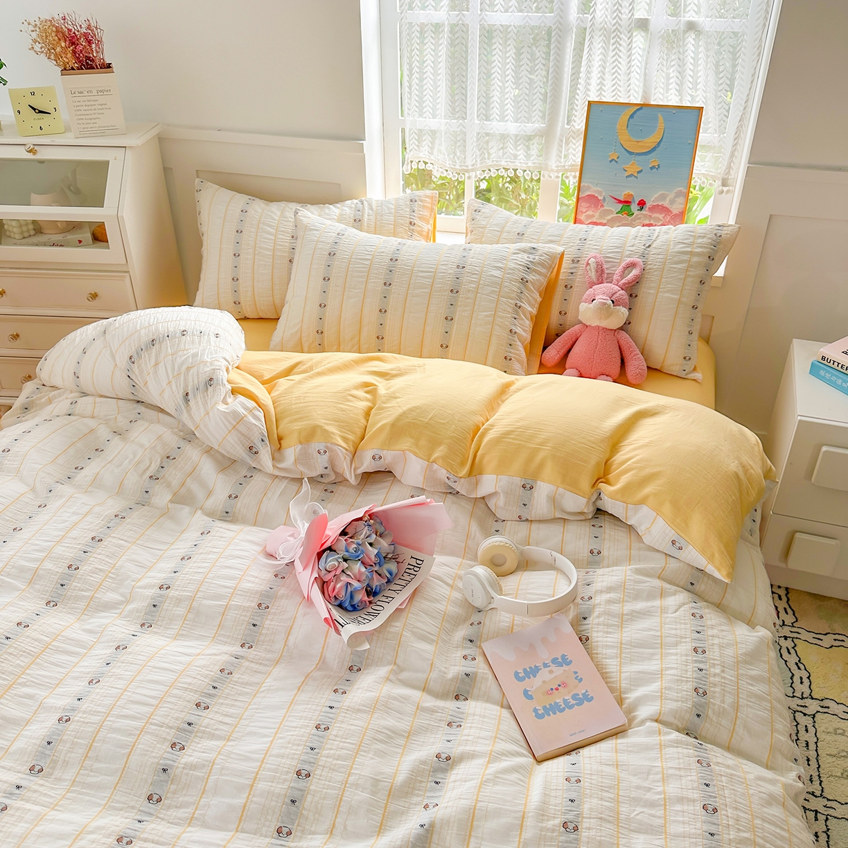 91家纺网 家纺一手货源 找家纺 千朵 2025新款全棉纯棉色织提花水洗棉四件套 杰克