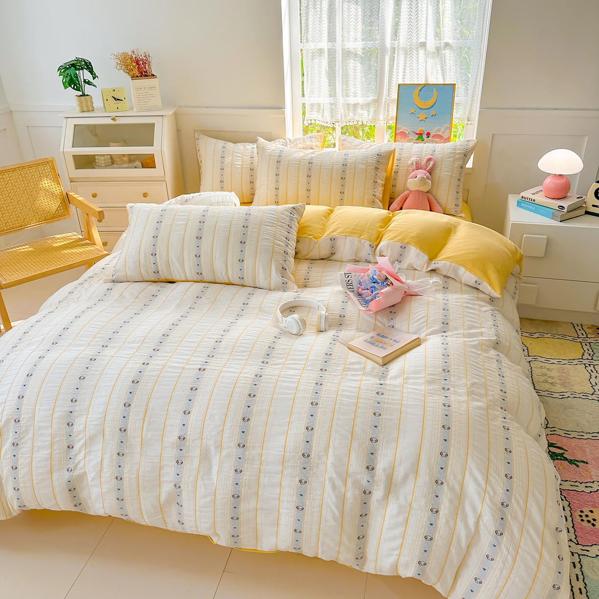 91家纺网 家纺一手货源 找家纺 千朵 2025新款全棉纯棉色织提花水洗棉四件套 杰克