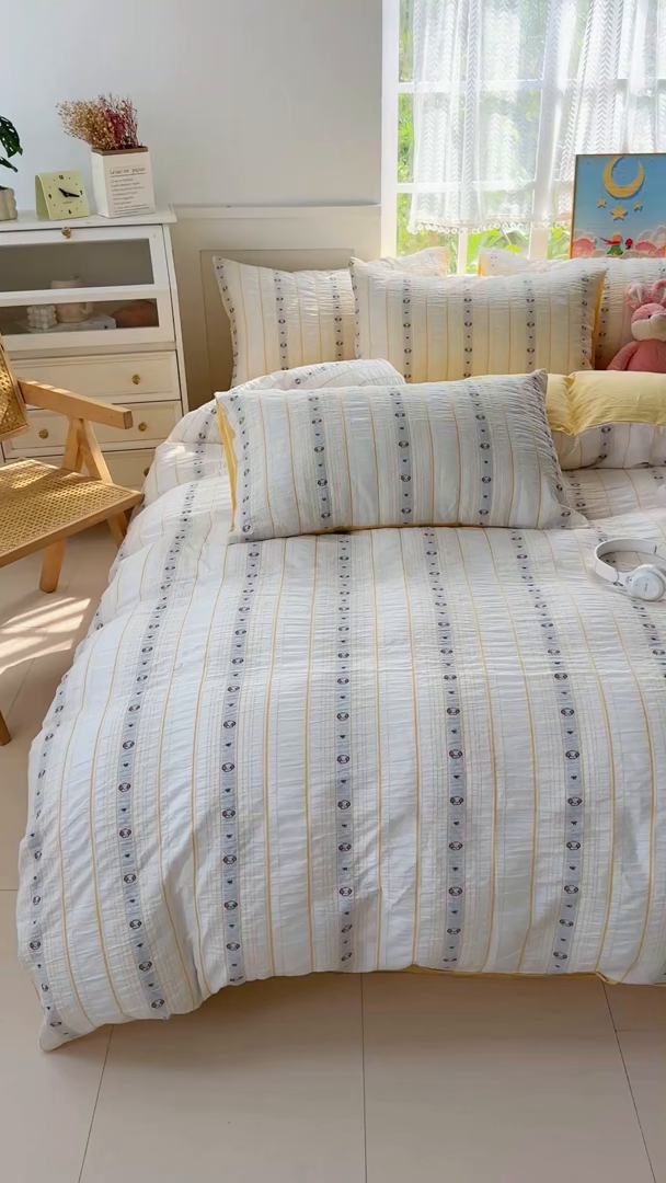 91家纺网 家纺一手货源 找家纺 千朵 2025新款全棉纯棉色织提花水洗棉四件套 杰克