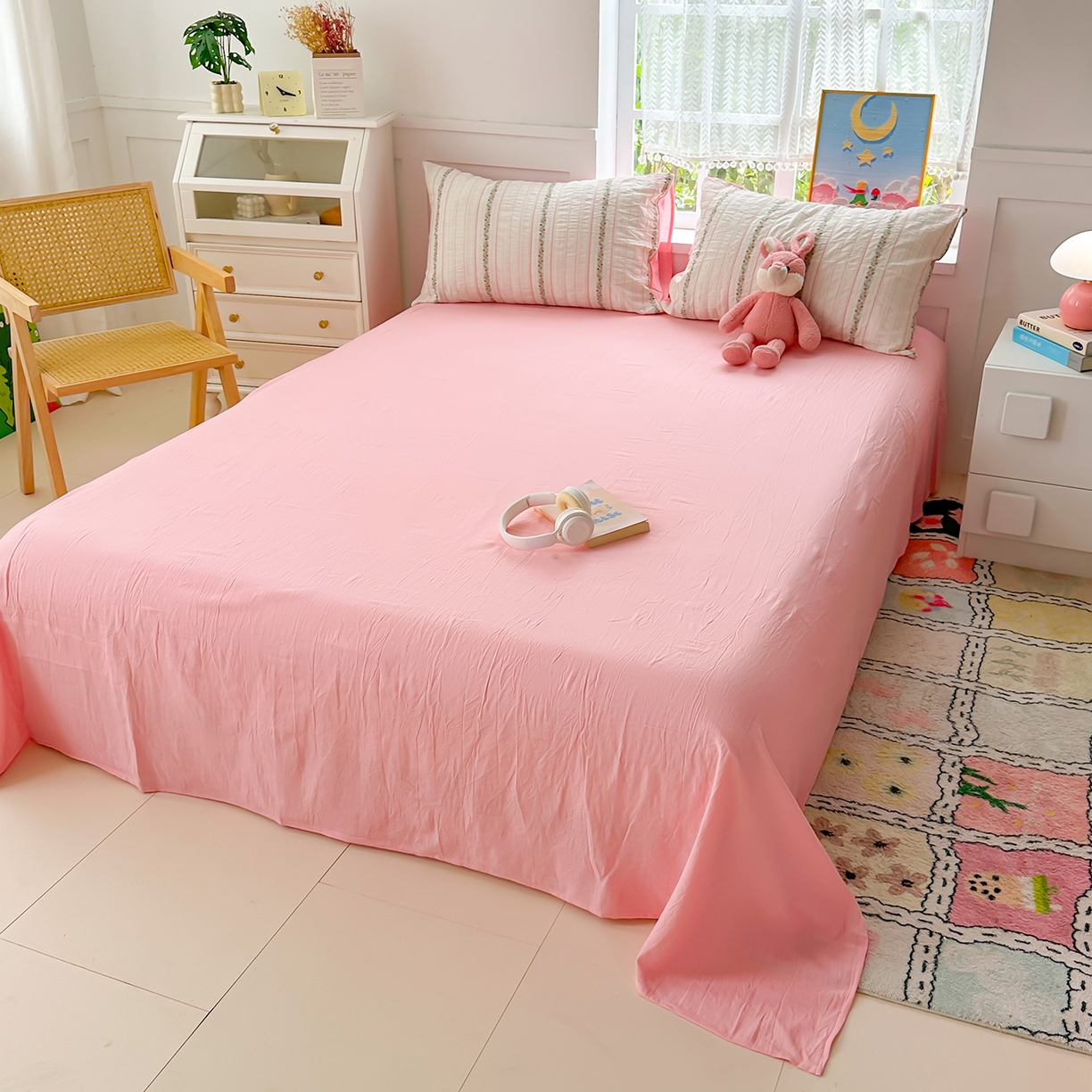 91家纺网 家纺一手货源 找家纺 千朵 2025新款全棉纯棉色织提花水洗棉四件套 景天