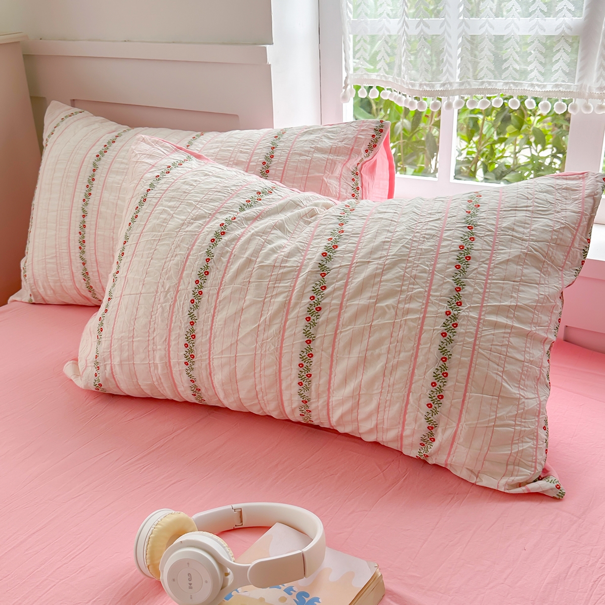 91家纺网 家纺一手货源 找家纺 千朵 2025新款全棉纯棉色织提花水洗棉四件套 景天