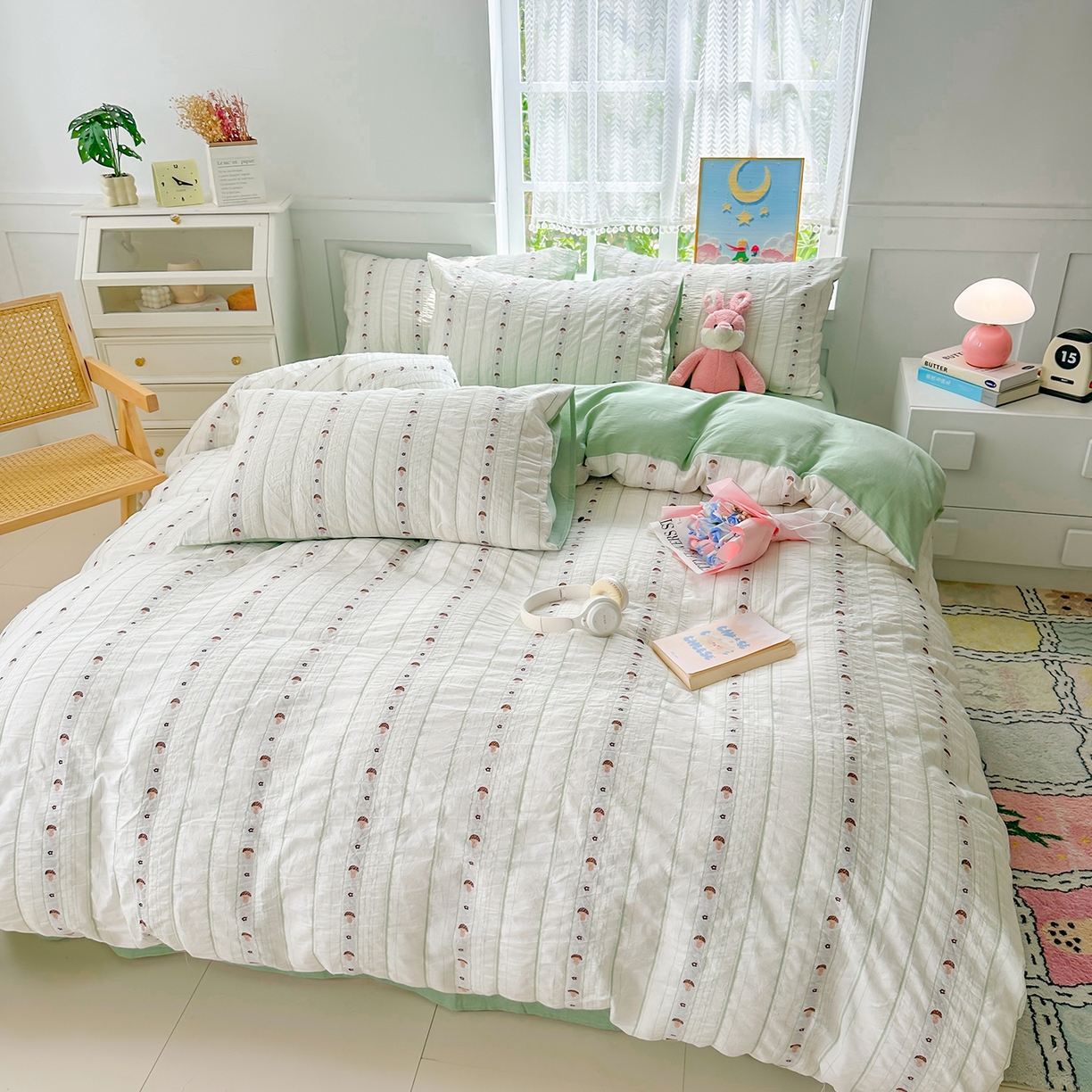 91家纺网 家纺一手货源 找家纺 千朵 2025新款全棉纯棉色织提花水洗棉四件套 灵感菇