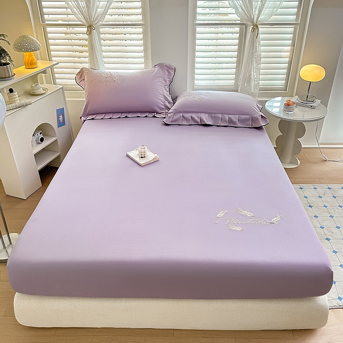 91家纺网 家纺一手货源 找家纺 （总）柔享家（原芷澜家纺） 2025新款法式纯色水洗棉刺绣绣花磨毛床笠三件套汇总（有同款四件套）