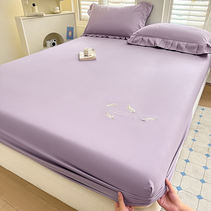 91家纺网 家纺一手货源 找家纺 （总）柔享家（原芷澜家纺） 2025新款法式纯色水洗棉刺绣绣花磨毛床笠三件套汇总（有同款四件套）