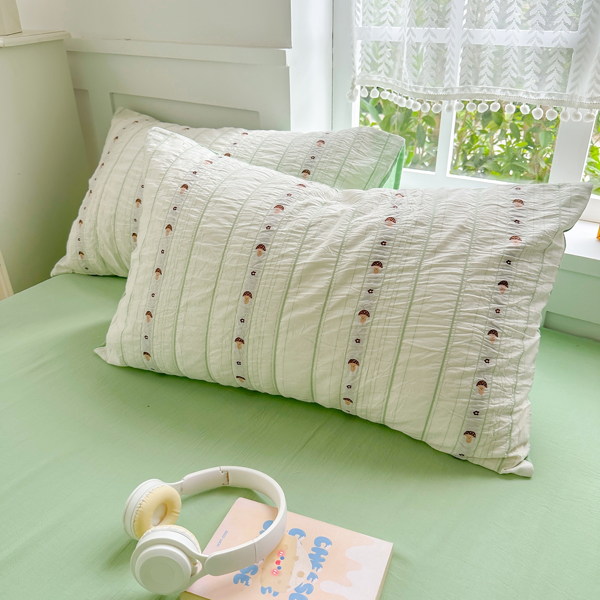 91家纺网 家纺一手货源 找家纺 千朵 2025新款全棉纯棉色织提花水洗棉四件套 灵感菇