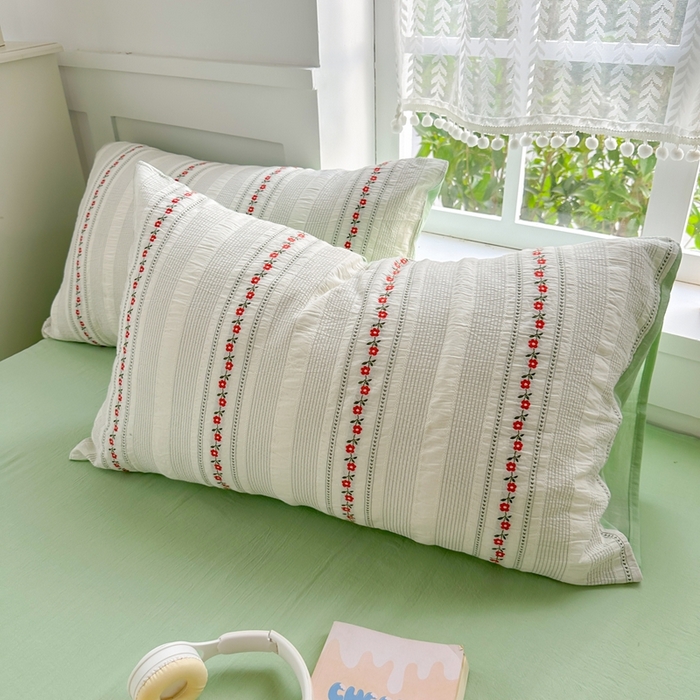 91家纺网 家纺一手货源 找家纺 千朵 2025新款全棉纯棉色织提花水洗棉四件套 洛神