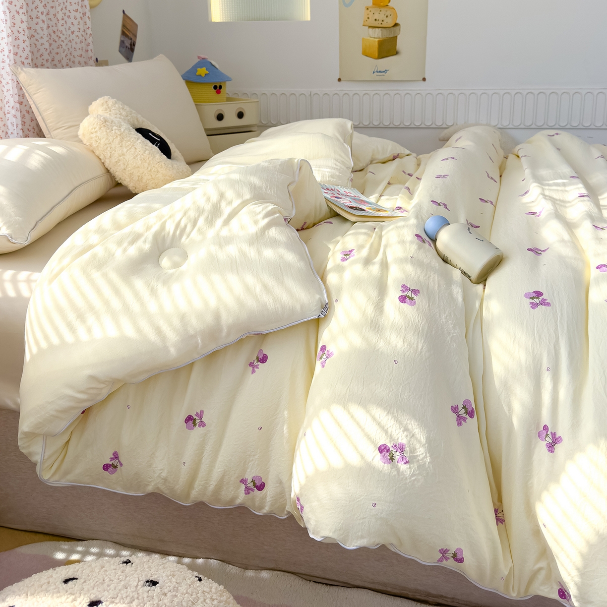 91家纺网 家纺一手货源 找家纺 蓝冰家纺 2025新款亚朵棉印花大豆冬被被子被芯 玫瑰花园