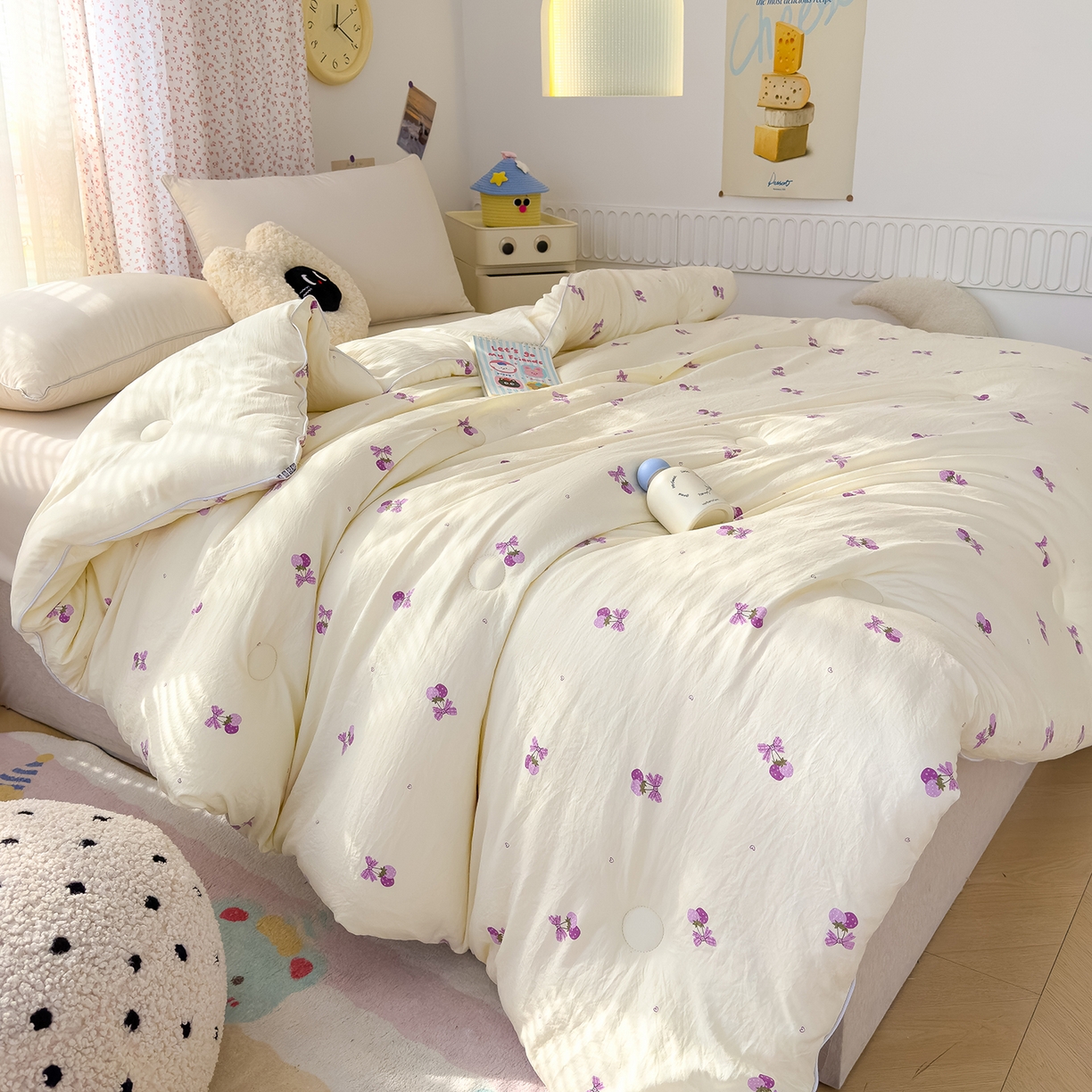 91家纺网 家纺一手货源 找家纺 蓝冰家纺 2025新款亚朵棉印花大豆冬被被子被芯 玫瑰花园