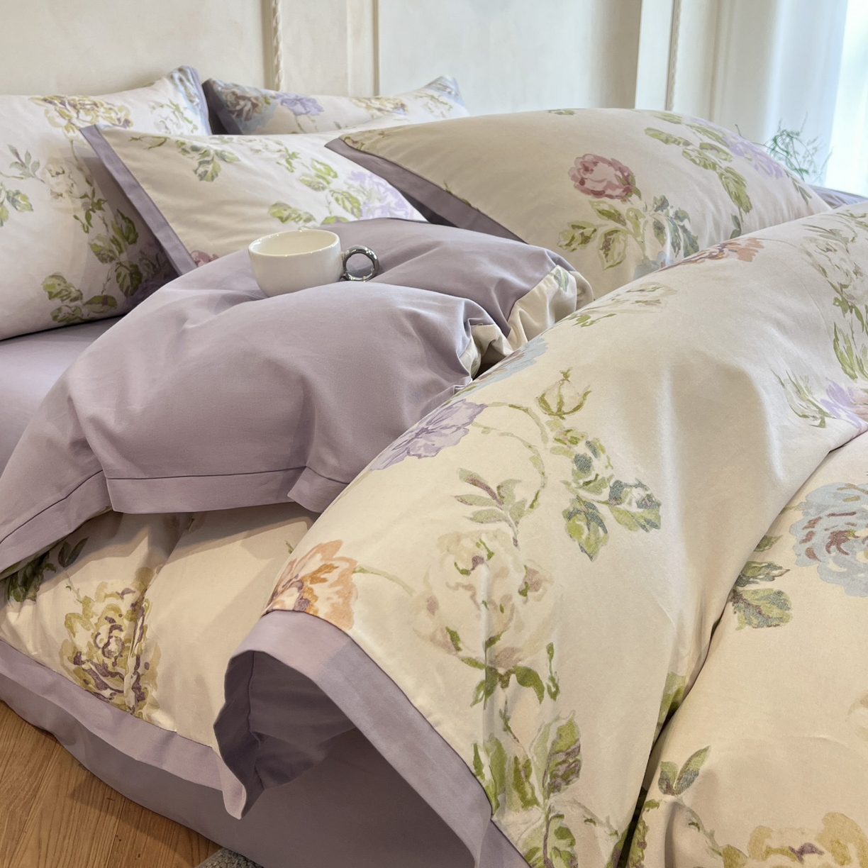 91家纺网 家纺一手货源 找家纺 （总）柠馨2025全棉磨毛印花四件套精致小边款