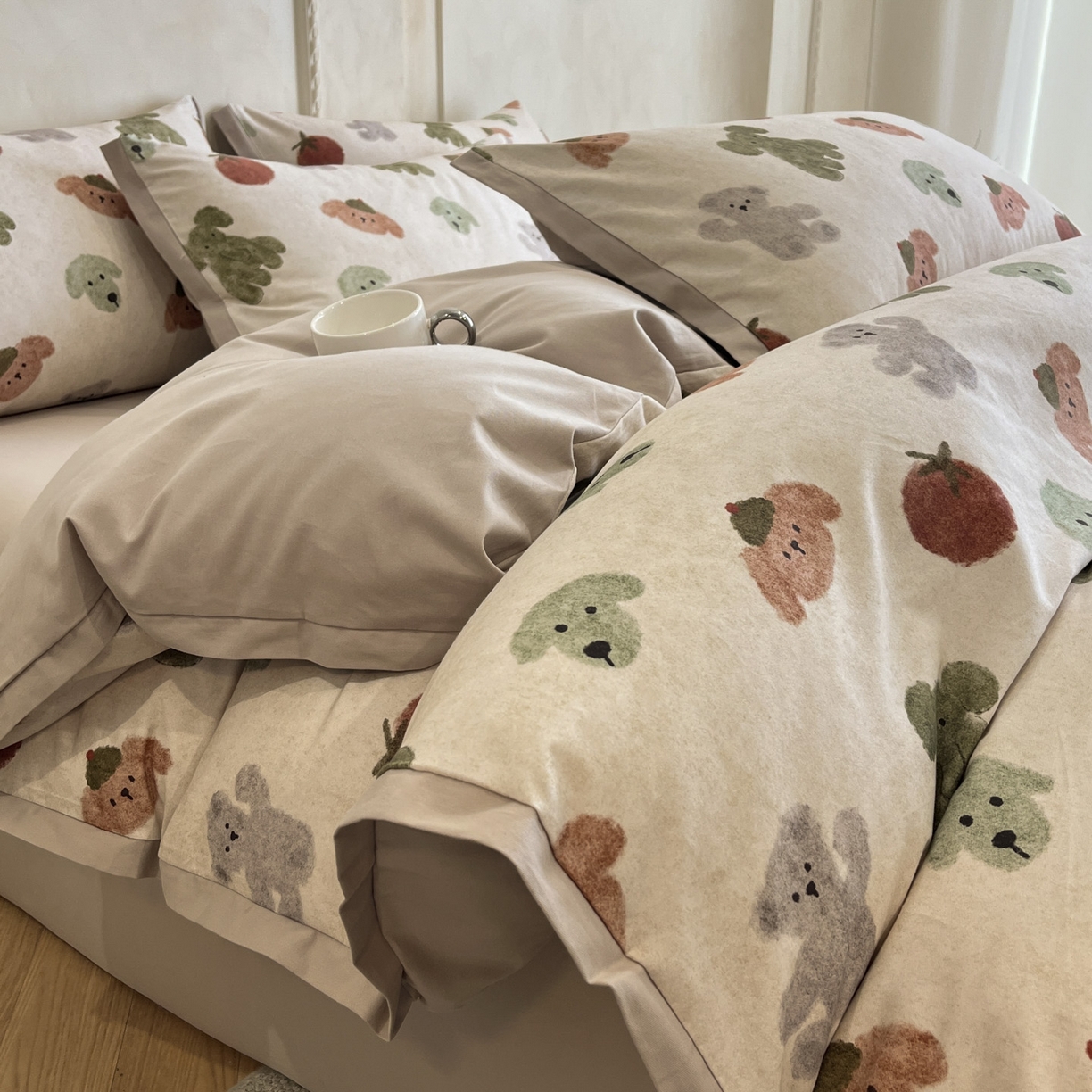 91家纺网 家纺一手货源 找家纺 （总）柠馨2025全棉磨毛印花四件套精致小边款