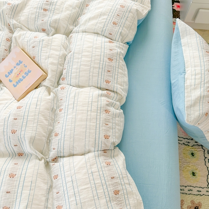 91家纺网 家纺一手货源 找家纺 千朵 2025新款全棉纯棉色织提花水洗棉四件套 云朵