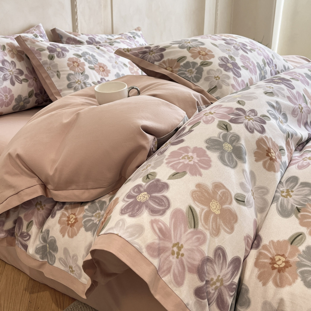 91家纺网 家纺一手货源 找家纺 （总）柠馨2025全棉磨毛印花四件套精致小边款