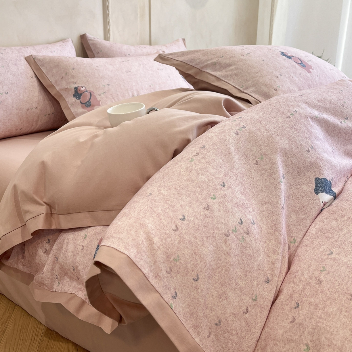 91家纺网 家纺一手货源 找家纺 （总）柠馨2025全棉磨毛印花四件套精致小边款