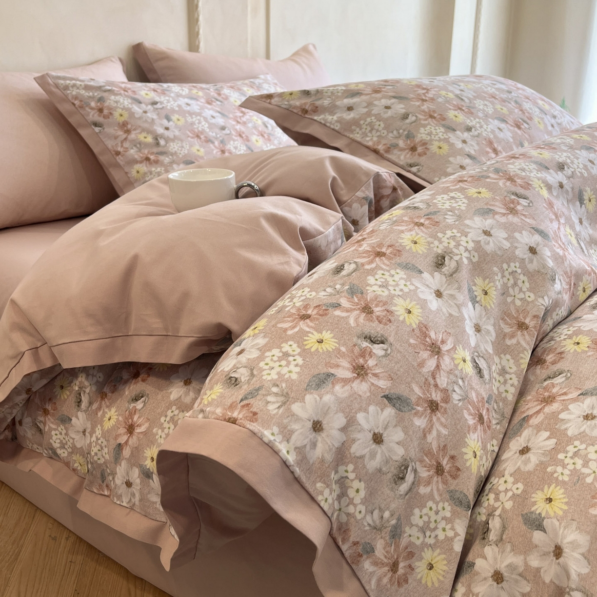 91家纺网 家纺一手货源 找家纺 （总）柠馨2025全棉磨毛印花四件套精致小边款